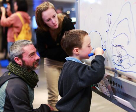 Image of ADAPT's #ExploreAI exhibit as part of European Researchers' Night 2024 in the Douglas Hyde Gallery