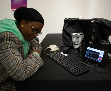 Image of ADAPT's #ExploreAI exhibit as part of European Researchers' Night 2024 in the Douglas Hyde Gallery