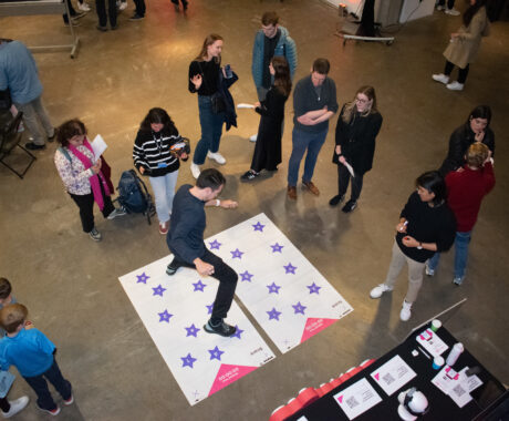 Image of ADAPT's #ExploreAI exhibit as part of European Researchers' Night 2024 in the Douglas Hyde Gallery